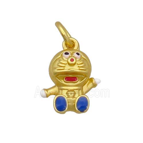 Alloy Lucky Cat Pendant Enamel Duck Gold