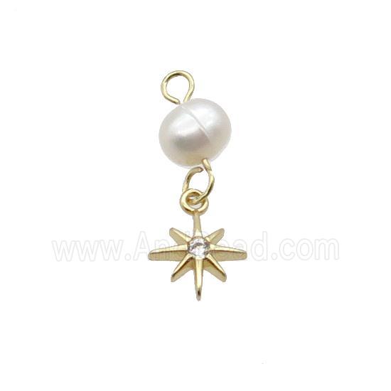 Copper Northstar Pendant With Pearl Gold Plated