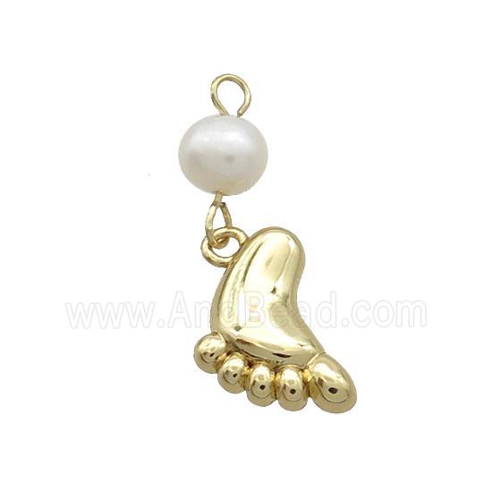 Copper Pendant With Pearl Babyfeet Gold Plated