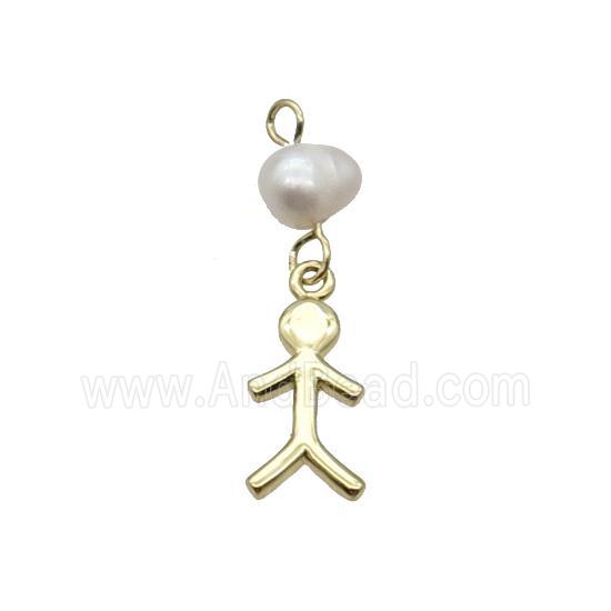 Copper Boy Kids Pendant With Pearl Gold Plated