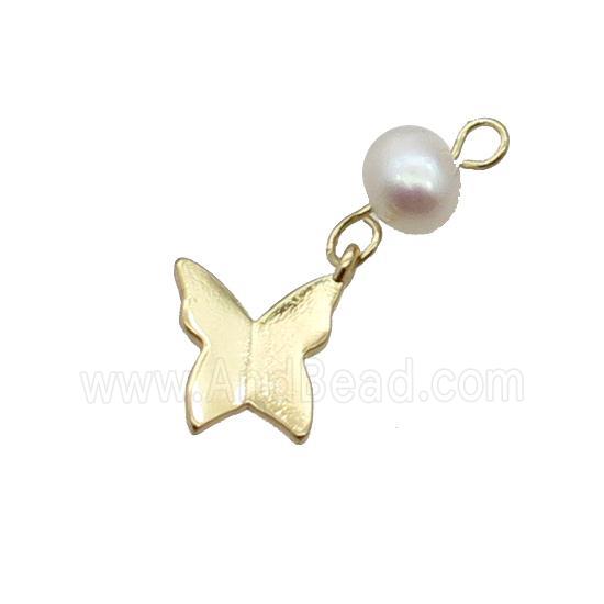 Copper Butterfly Pendant With Pearl Gold Plated