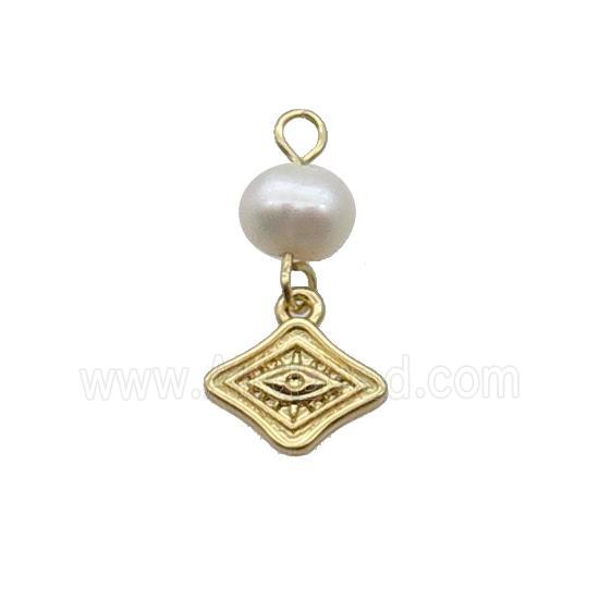 Copper Eye Pendant With Pearl Gold Plated