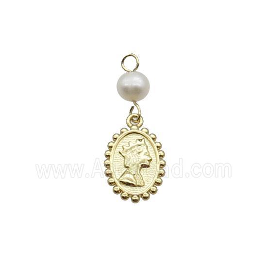 Copper Queen Pendant With Pearl Gold Plated