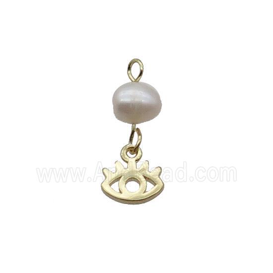 Copper Eye Pendant With Pearl Gold Plated
