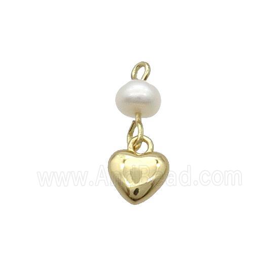 Copper Heart Pendant With Pearl Gold Plated