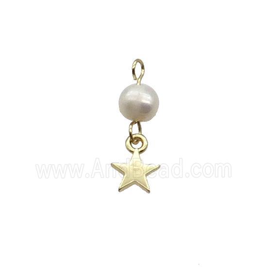 Copper Star Pendant With Pearl Gold Plated