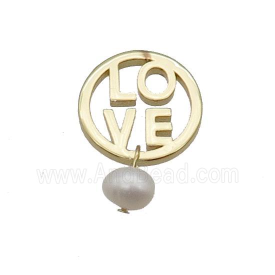 Copper LOVE Pendant With Pearl Gold Plated
