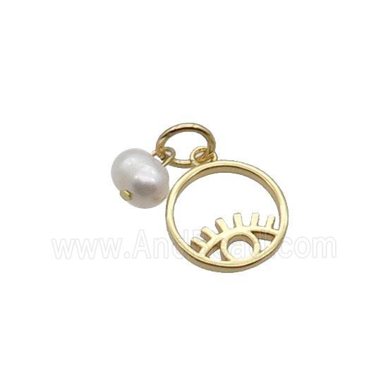 Copper Eye Pendant With Pearl Gold Plated