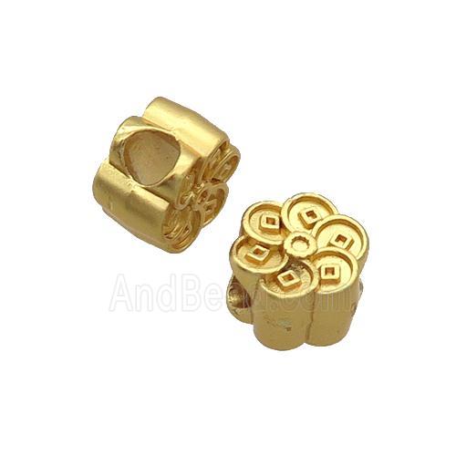 Copper Flower Beads Large Hole Unfade Gold Plated