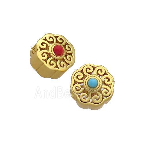 Tibetan Style Copper Beads Circle Unfade Gold Plated