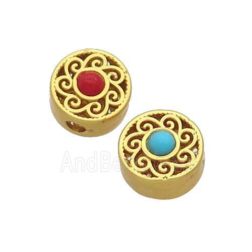 Tibetan Style Copper Beads Circle Unfade Gold Plated