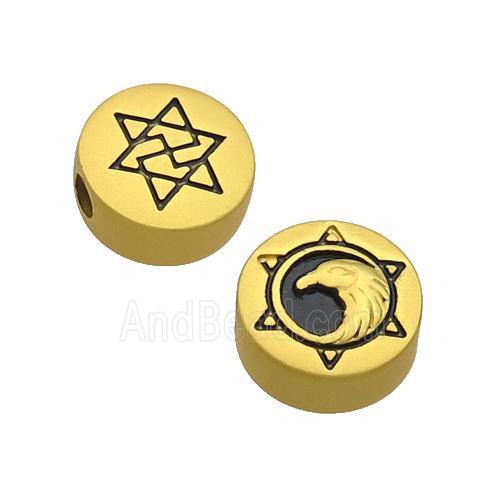 Copper Button Beads David Star Large Hole Unfade Gold Plated