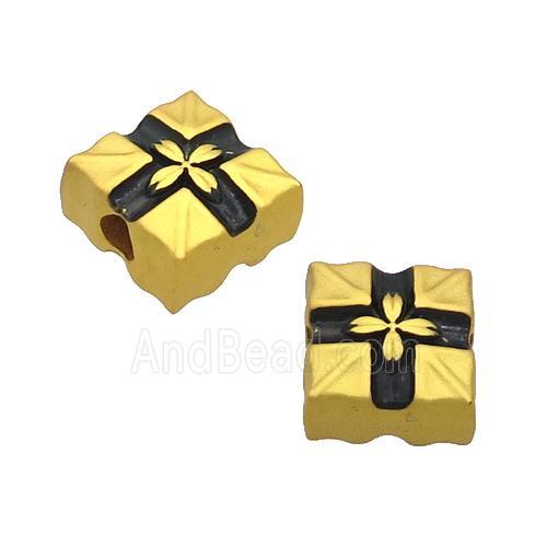 Copper Square Beads Large Hole Unfade Gold Plated