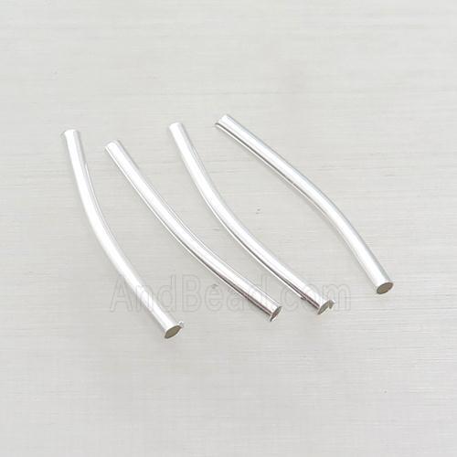 Copper Tube Beads Silver Plated