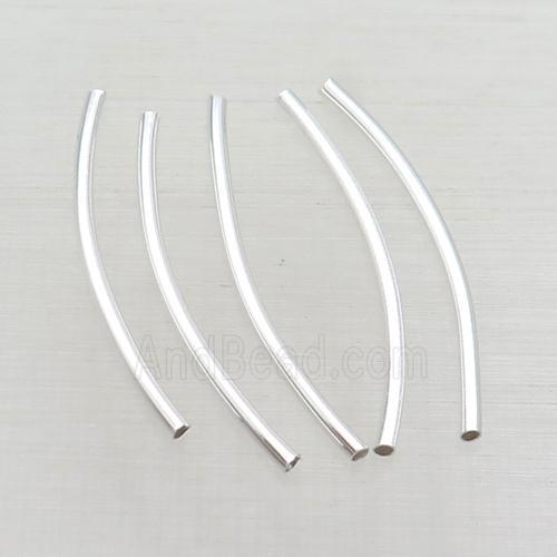 Copper Tube Beads Silver Plated