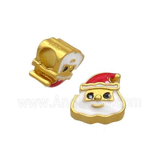 Santa Claus Charms Alloy Enamel Large Hole Gold Plated