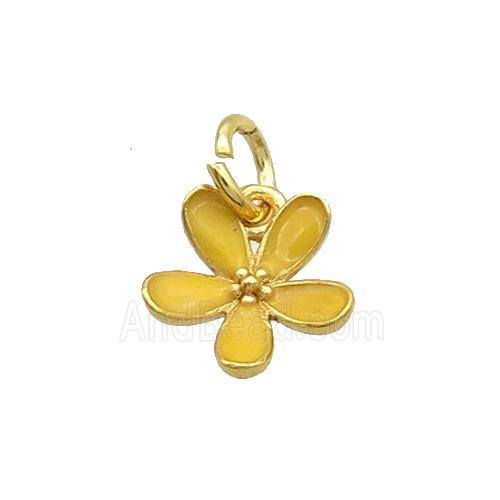 Copper Flower Pendant Yellow Enamel Gold Plated