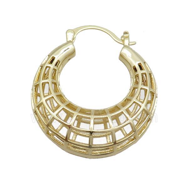 Copper Latchback Earring Hollow Gold Plated