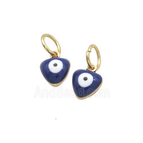Copper Heart Pendant Eye Darkblue Enamel Gold Plated