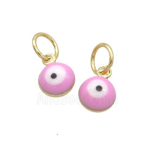 Copper Circle Pendant Eye Pink Enamel Gold Plated