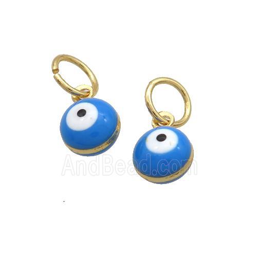 Copper Circle Pendant Eye Blue Enamel Gold Plated