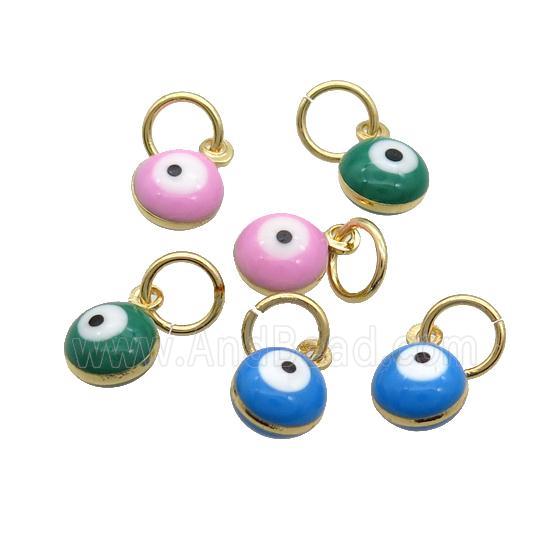 Copper Circle Pendant Eye Enamel Gold Plated Mixed Color