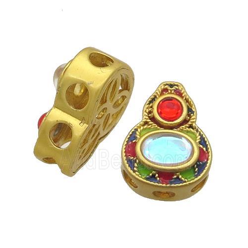 Copper Gourd Beads Multicolor Enamel Unfade Gold Plated