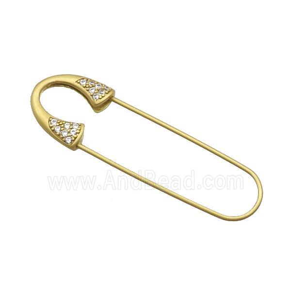 Copper Safety Pin Pave Zirocn Unfade Gold Plated