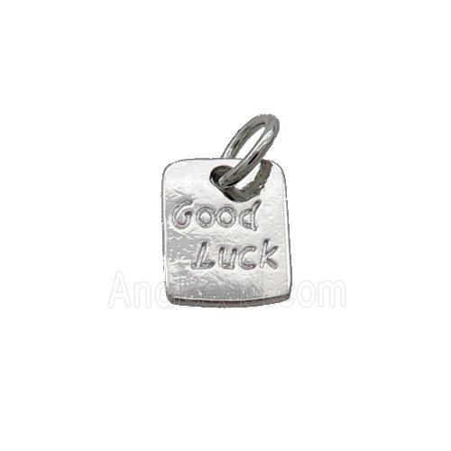 Copper Pendant With Good Luck Rectangle Platinum Plated