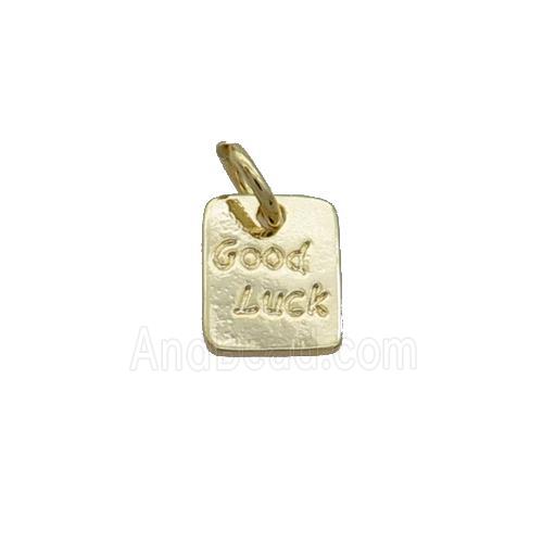 Copper Pendant With Good Luck Rectangle Gold Plated