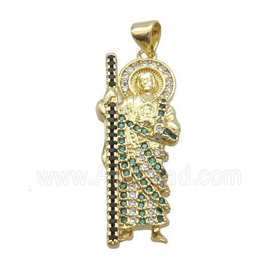 Copper Jesus Pendant Pave Zircon Religious Gold Plated