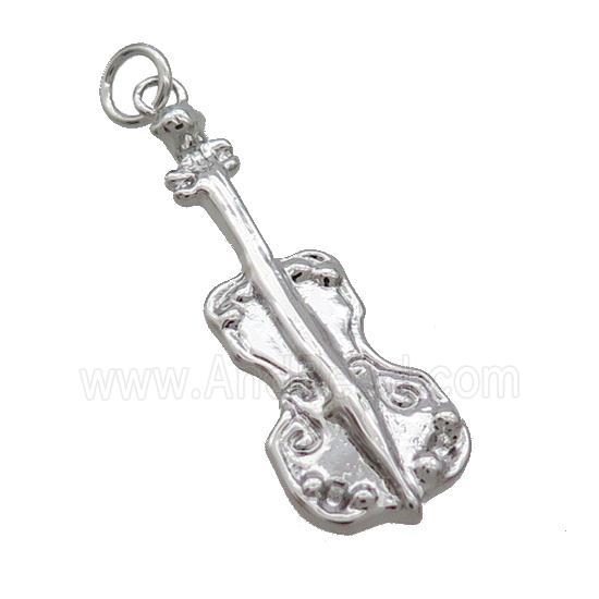 Copper Guitar Pendant Charm Platinum Plated