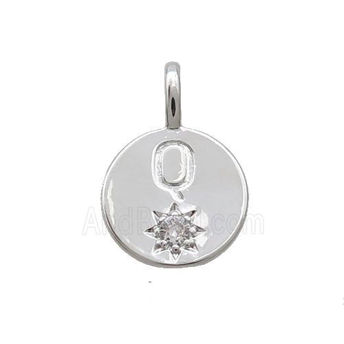 Copper Circle Pendant Pave Zircon Q-letter Platinum Plated