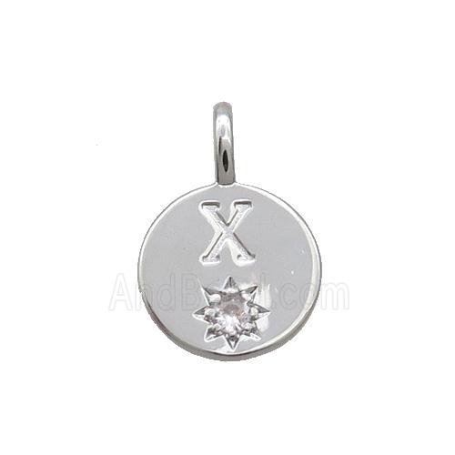 Copper Circle Pendant Pave Zircon X-letter Platinum Plated