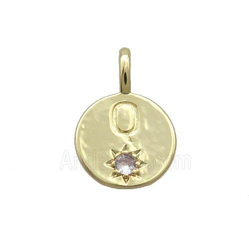 Copper Circle Pendant Pave Zircon Q-letter Gold Plated