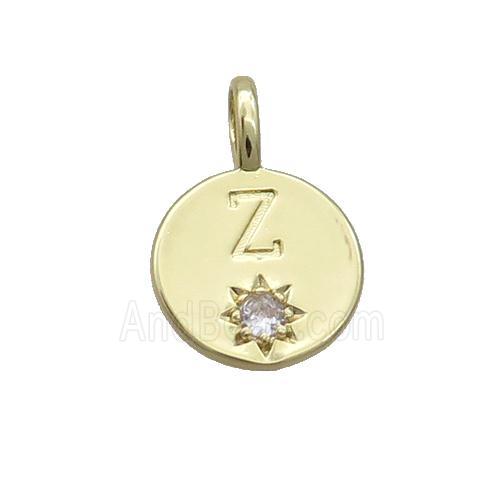 Copper Circle Pendant Pave Zircon Z-letter Gold Plated