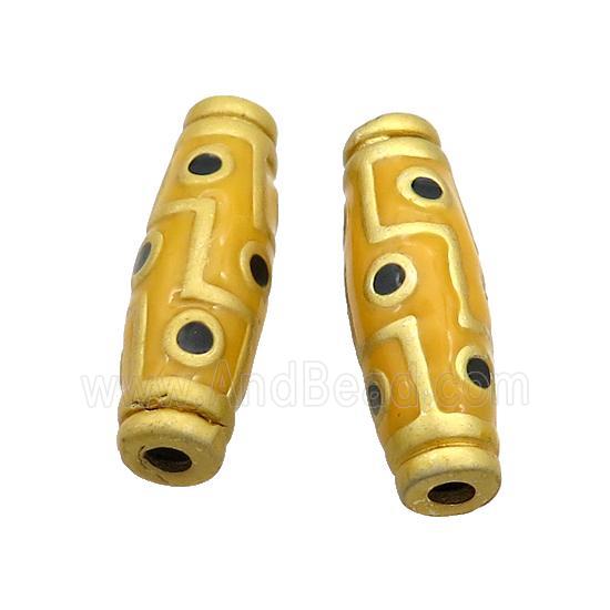 Copper Rice Beads Yellow Enamel Large Hole Gold Plated