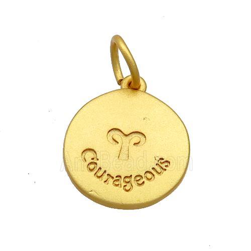 Copper Circle Pendant Zodiac Aries 18K Gold Plated
