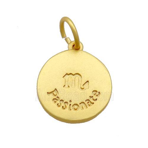 Copper Circle Pendant Zodiac Scorpio 18K Gold Plated