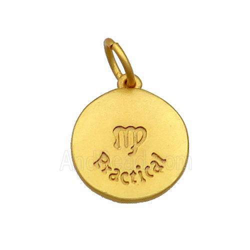 Copper Circle Pendant Zodiac Virgo 18K Gold Plated