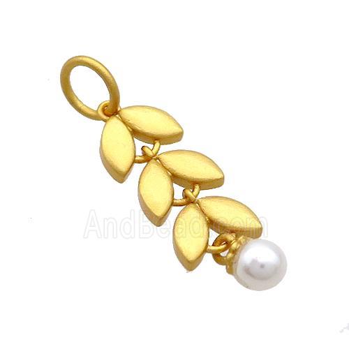 Copper Flower Pendant Pearlized Plastic 18K Gold Plated
