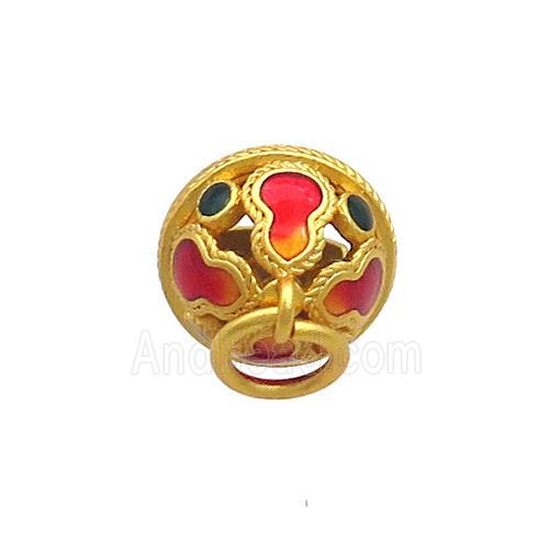 Copper Bell Pendant Pave Stone 18K Gold Plated