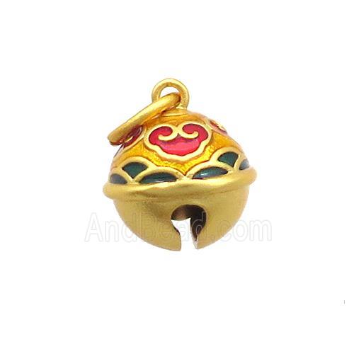 Copper Bell Pendant Enamel 18K Gold Plated