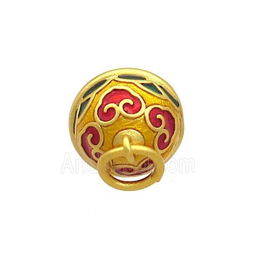 Copper Bell Pendant Enamel 18K Gold Plated