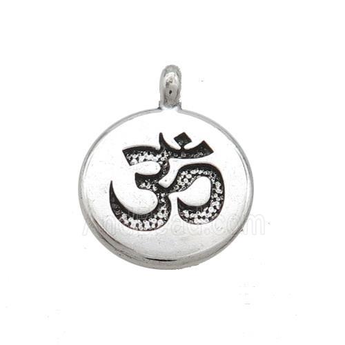 Tibetan Style Zinc OM Yoga Symbol Charms Pendant Antique Silver
