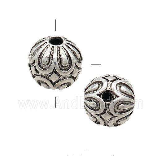 Tibetan Style Zinc Guru Beads Round THole Antique Silver