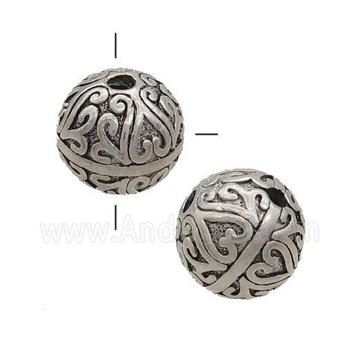 Tibetan Style Zinc Guru Beads Round THole Antique Silver