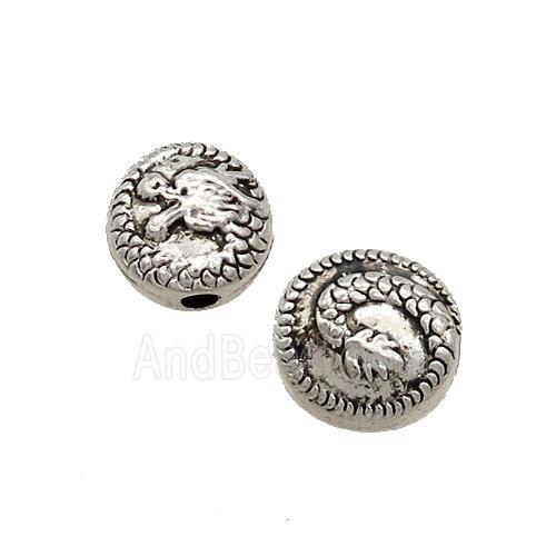 Tibetan Style Zinc Coin Beads Dragon Antique Silver