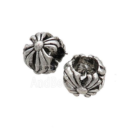 Tibetan Style Zinc Round Beads Large Hole Antique Silver