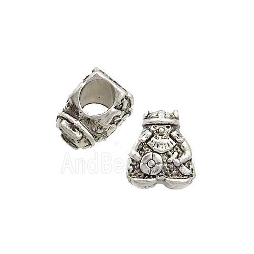 Tibetan Style Zinc Beads Housecarl Large Hole Antique Silver
